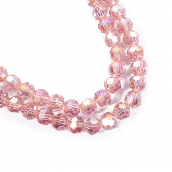 Бусины граненые Рондель (стекло) на нитях арт.TBY-R-2  6мм  цв.22 AB розовый уп.50х100 бусин