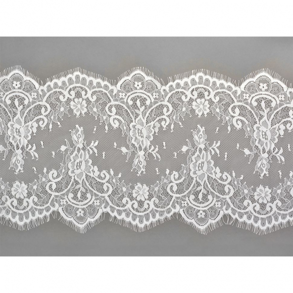 Кружево реснички KRUZHEVO арт.TBY 5046 шир.255мм цв.1 белый уп.3м