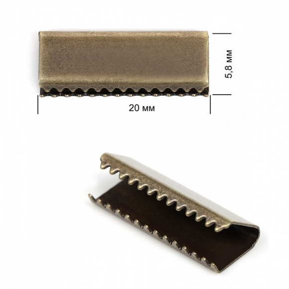 Наконечник-зажим для стропы металл TBY.1740 20х5,8мм цв.4 бронза уп.50шт.
