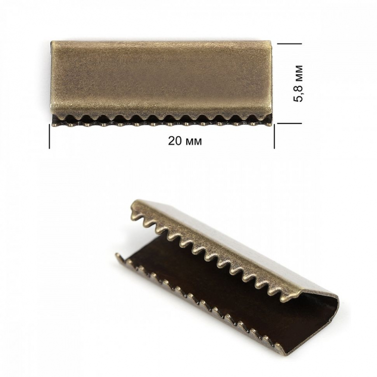 Наконечник-зажим для стропы металл TBY.1740 20х5,8мм цв.4 бронза уп.50шт.