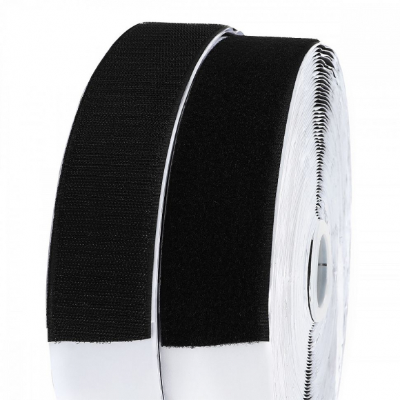 Лента липучка  КЛЕЕВАЯ TBY кач.B шир.50мм цв.F322 черный уп.25м (пара)