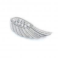 Брошь металл Крыло со стразами арт.UF.326 15х40мм цв.никель уп.10шт