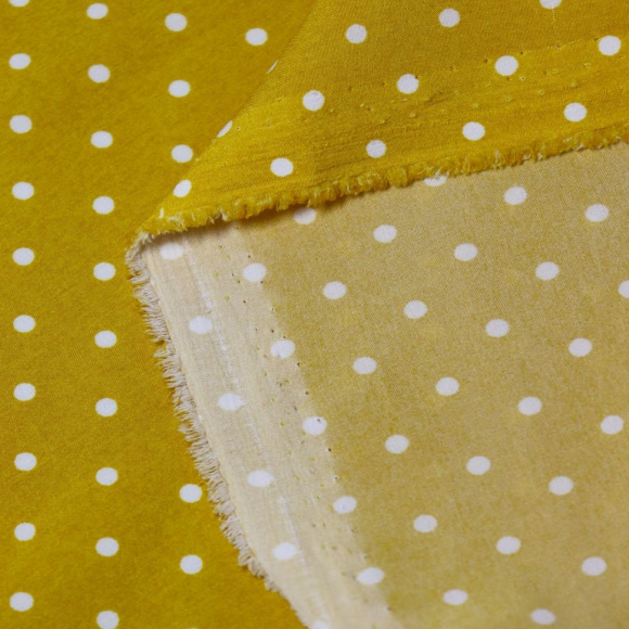 Ткань Софт Ниагара в горошек 80 г/м? 94% полиэстер, 6% спандекс шир.145 см арт.Р.11518.03 цв.03 горчичный уп.25м Ткань Софт Ниагара в горошек 80 г/м? 94% полиэстер, 6% спандекс шир.145 см арт.Р.11518.03 цв.03 горчичный уп.25м