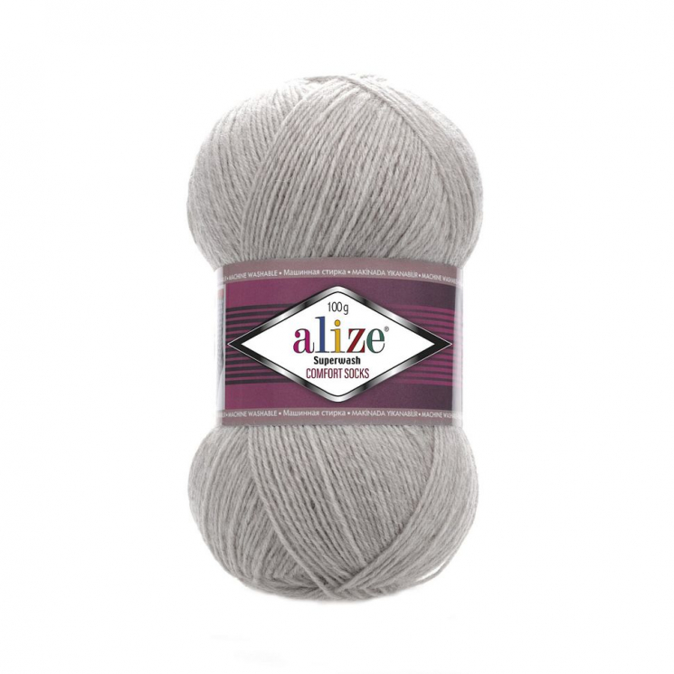 Пряжа для вязания Ализе Superwash Comfort Socks (75% шерсть, 25% полиамид) 5х100г/420м цв.021 серый меланж