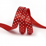 Лента атласная Ideal LDAG123091 Горошек 12мм цв.темно-красный уп.27,4м