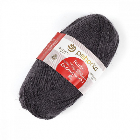 Пряжа для вязания ПЕХ Деревенская (100% полугрубая шерсть) 10х100г/250м цв.585 графит