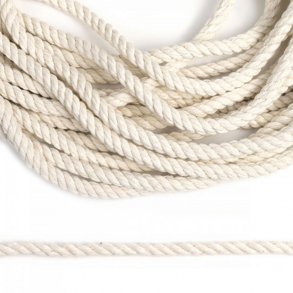 Канат х/б кручёный ? 6мм молочный ХБК1-062/20 уп.20м