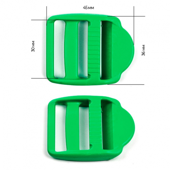 Пряжка регулятор трехщелевая 30мм LE30А цв.зеленый нагрузка 90 кг уп.40 шт