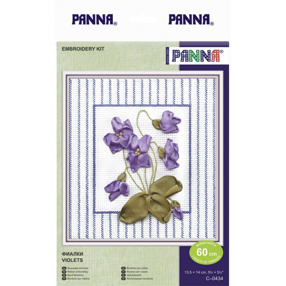 Набор для вышивания PANNA арт. C-0434 Фиалки 13,5х14 см Набор для вышивания PANNA арт. C-0434 Фиалки 13,5х14 см