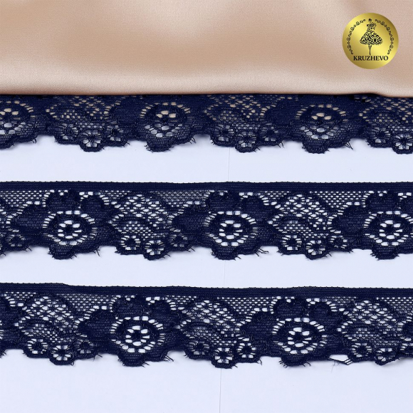 Кружево-стрейч KRUZHEVO арт.TBY.L839 шир.30мм цв.S919 т.синий уп.50м Кружево-стрейч KRUZHEVO арт.TBY.L839 шир.30мм цв.S919 т.синий уп.50м