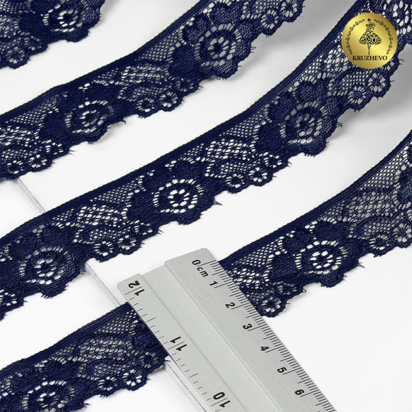 Кружево-стрейч KRUZHEVO арт.TBY.L839 шир.30мм цв.S919 т.синий уп.50м Кружево-стрейч KRUZHEVO арт.TBY.L839 шир.30мм цв.S919 т.синий уп.50м