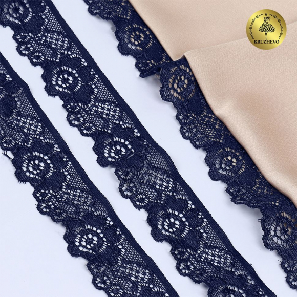 Кружево-стрейч KRUZHEVO арт.TBY.L839 шир.30мм цв.S919 т.синий уп.50м Кружево-стрейч KRUZHEVO арт.TBY.L839 шир.30мм цв.S919 т.синий уп.50м