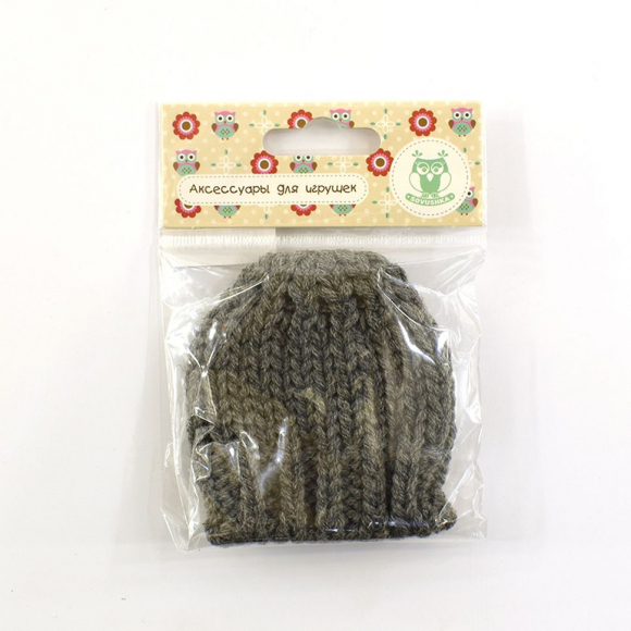 156941_Шапка для игрушек вязаная 8 см, цв. серый