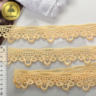 Кружево гипюр KRUZHEVO с цветами арт.TBY.63558 шир.40мм цв.4015 абрикосовый уп.13.71м