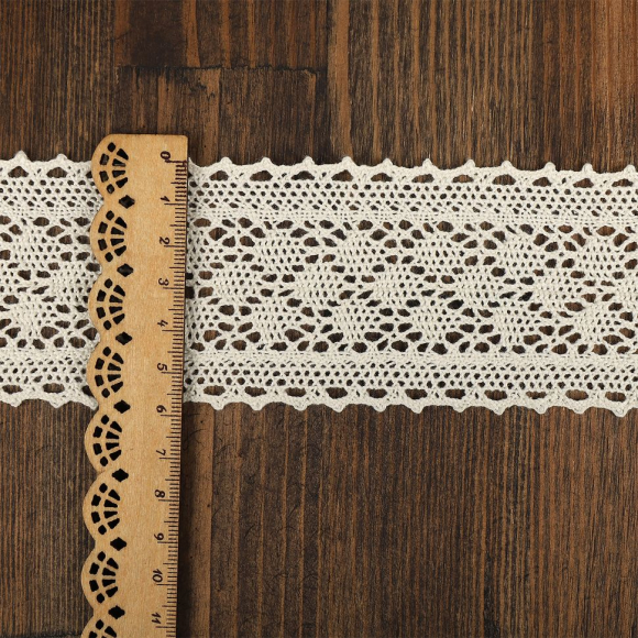 Тесьма вязаная KRUZHEVO 60мм TBY-3014.102 цв.F102 молочный уп.10м Тесьма вязаная KRUZHEVO 60мм TBY-3014.102 цв.F102 молочный уп.10м