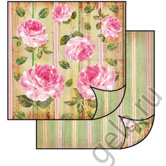 27522_Бумага двухсторонняя для скрапбукинга "Розы на ткани" 27522_Бумага двухсторонняя для скрапбукинга "Розы на ткани"