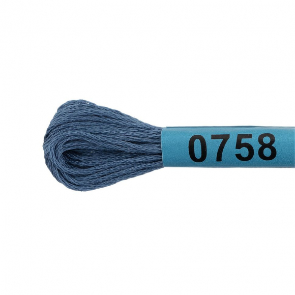 Нитки для вышивания Gamma мулине (0207-0819) 100% хлопок 24 x 8 м цв.0758 серо-синий