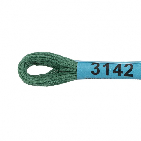 Нитки для вышивания Gamma мулине (3071-3172) 100% хлопок 24 x 8 м цв.3142 т.серо-зеленый