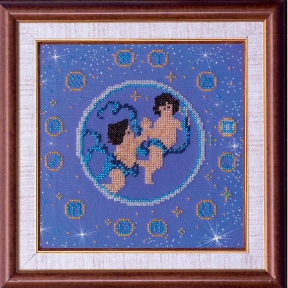 Набор для вышивания бисером АБРИС АРТ арт. AB-007-1 Близнецы 23х23 см