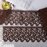 Кружево гипюр KRUZHEVO арт.TR.8G8386 шир.80мм цв.17 т.коричневый уп.9м