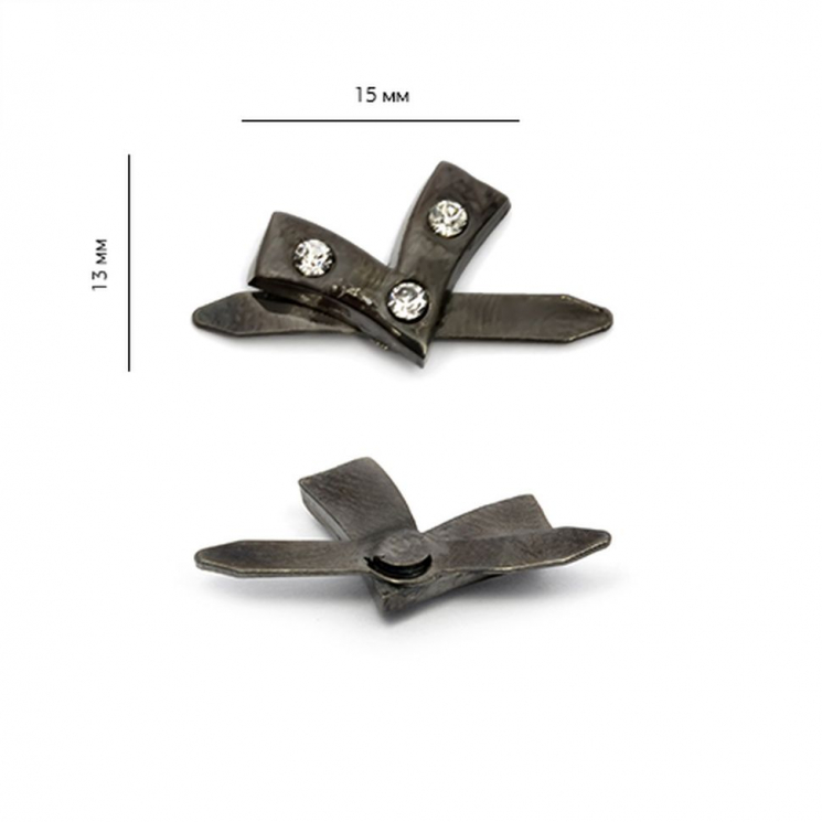 Украшение фигурное с шипами HP-3286 15х13мм со стразами цв. никель черный уп. 100шт