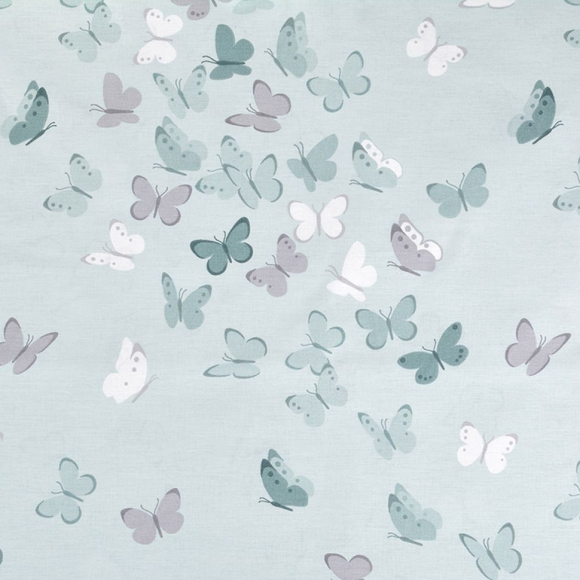 Ткань ранфорс Бабочки, арт.WH 9947-v17, 130г/м?,100% хлопок, шир.240см, цв.мята/т.мята, уп.10м