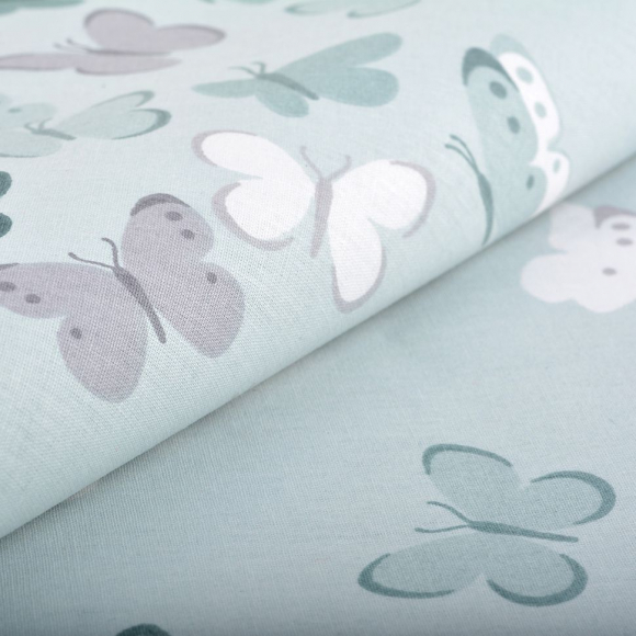 Ткань ранфорс Бабочки, арт.WH 9947-v17, 130г/м?,100% хлопок, шир.240см, цв.мята/т.мята, уп.10м