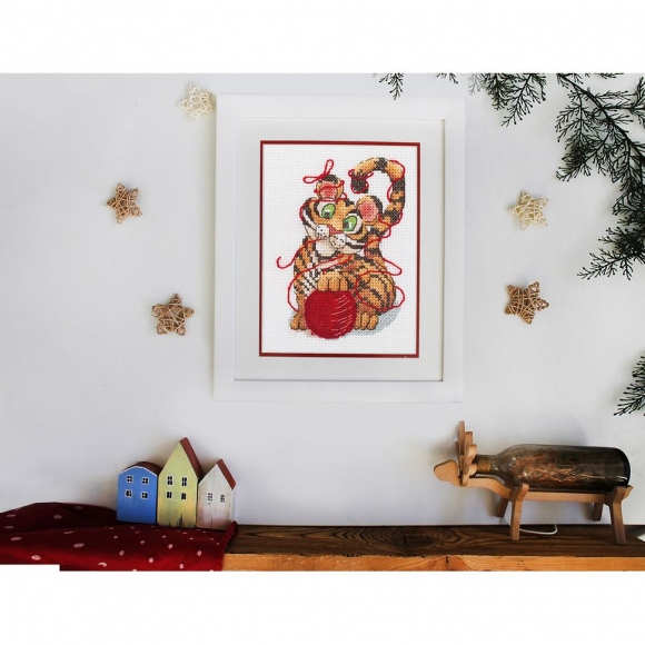 Набор для вышивания KLART арт. 8-437 Тигренок с клубком 12х15 см