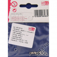 18846_Застежка - карабин с кольцами и наконечником металлический, серебристый, 3 мм