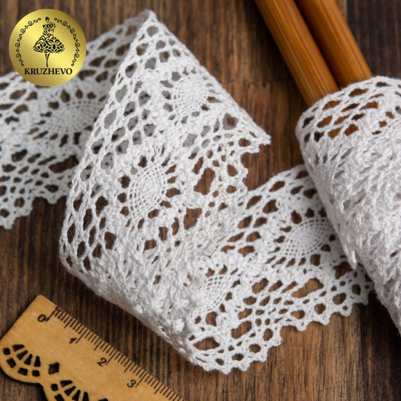 Тесьма вязаная KRUZHEVO 45мм TBY-2335A цв.1 белый уп.10м Тесьма вязаная KRUZHEVO 45мм TBY-2335A цв.1 белый уп.10м