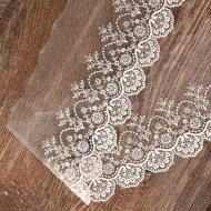 173847_Вышивка на тюле, 85 мм, цвет белый