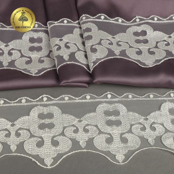 Кружево на сетке KRUZHEVO арт.TR.2117 шир.100мм цв.белый уп.13,5м