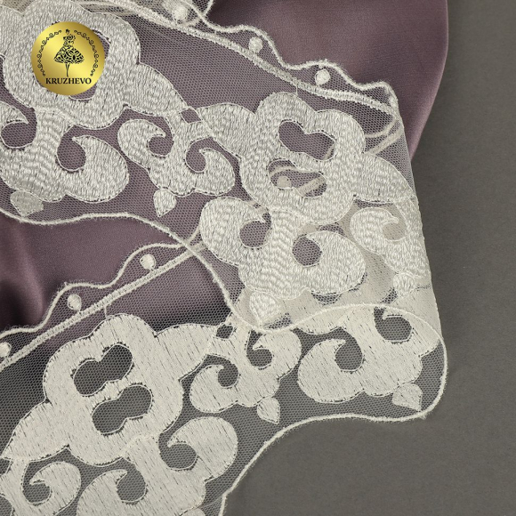 Кружево на сетке KRUZHEVO арт.TR.2117 шир.100мм цв.белый уп.13,5м
