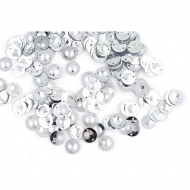 Пайетки россыпью арт.TBY-FLK045 8мм цв.001 серебряный уп.50г