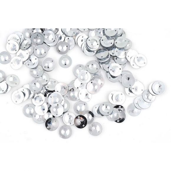 Пайетки россыпью арт.TBY-FLK045 8мм цв.001 серебряный уп.50г