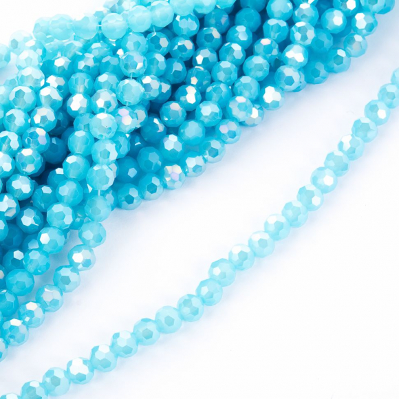 Бусины граненые Рондель (стекло) на нитях арт.TBY-R-2  6мм  цв.32 AB голубой мульти уп.50х100 бусин