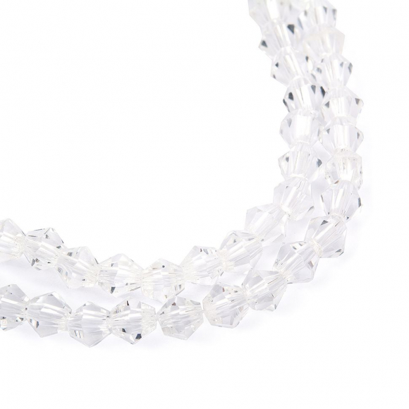 Бусины граненые Биконус (стекло) на нитях арт.TBY-K-2  2х2мм отвер.1мм цв.01 прозрачный уп.3х150 бусин