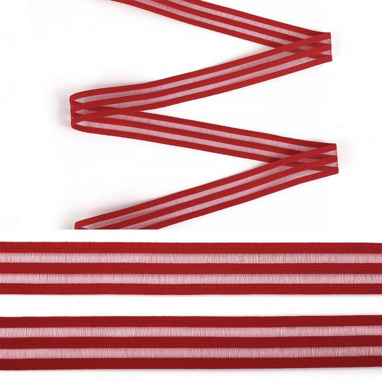 Резинка бельевая декоративная с прозрачными вставками Нейлон 030мм S059 темно-красный уп.30м