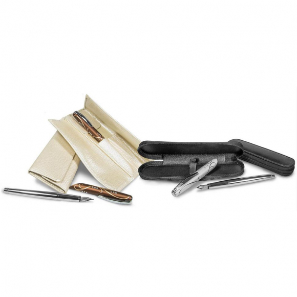 189549_Пенал для ручек "Leather Case" на молнии, 15 х 5 х 2 см, натуральная кожа, цвет черный