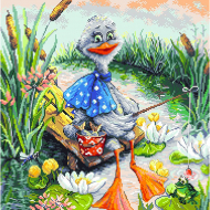 Рисунок на канве МАТРЕНИН ПОСАД арт.41х41 - 1889 Первая рыбалка