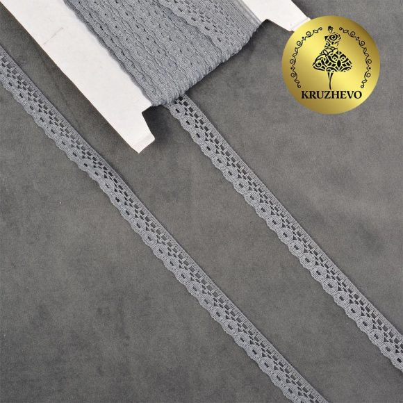 Кружево-трикотаж KRUZHEVO арт.TBY 1665 шир.10мм цв.11 серый, уп.27,4м