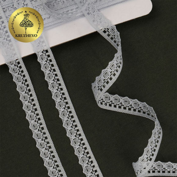 Кружево-трикотаж KRUZHEVO арт.TBY 1665 шир.10мм цв.11 серый, уп.27,4м