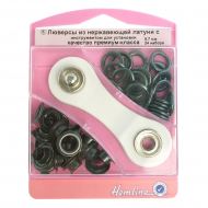 96377_Набор люверсов 8,7 мм с инструментом для установки, цвет черный