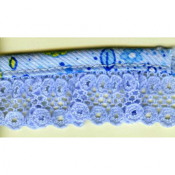 103830_Кружево-рюш с окантовкой косой бейкой, 25 мм, цвет голубой