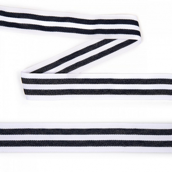 Тесьма TBY тканая Рубчик неэластичная Лампас NET7030 шир.30мм цв.черн/бел уп.45,7м