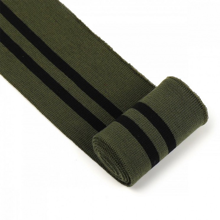 Подвяз трикотажный полиэстер арт.TBY.73078 цв.олива с черными полосами, 6х80см уп.5шт