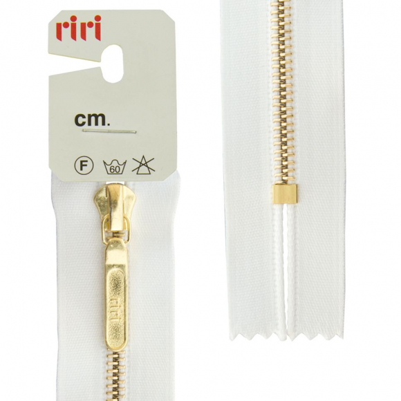 66124_Молния металл, Gold, неразъёмная, на атласной тесьме, 4 мм, 18 см, цвет 2101, белый