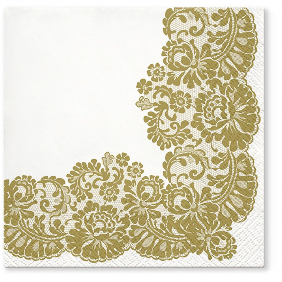 Салфетки трехслойные для декупажа, коллекция "Lunch"  TETЕ a TETE "Кружевная рамка (золото)"