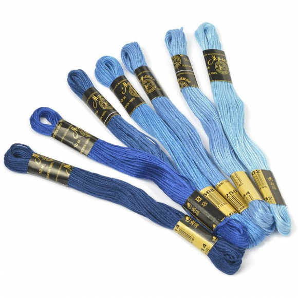 Нитки мулине Цветик-семицветик 10м арт. ПНК набор 7 мотков №6 синий лепесток