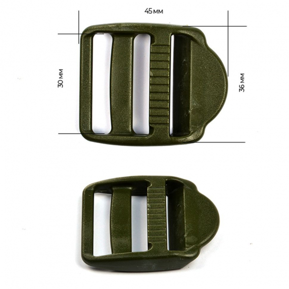 Пряжка регулятор трехщелевая 30мм LE30А цв.темный хаки нагрузка 90 кг уп.40 шт